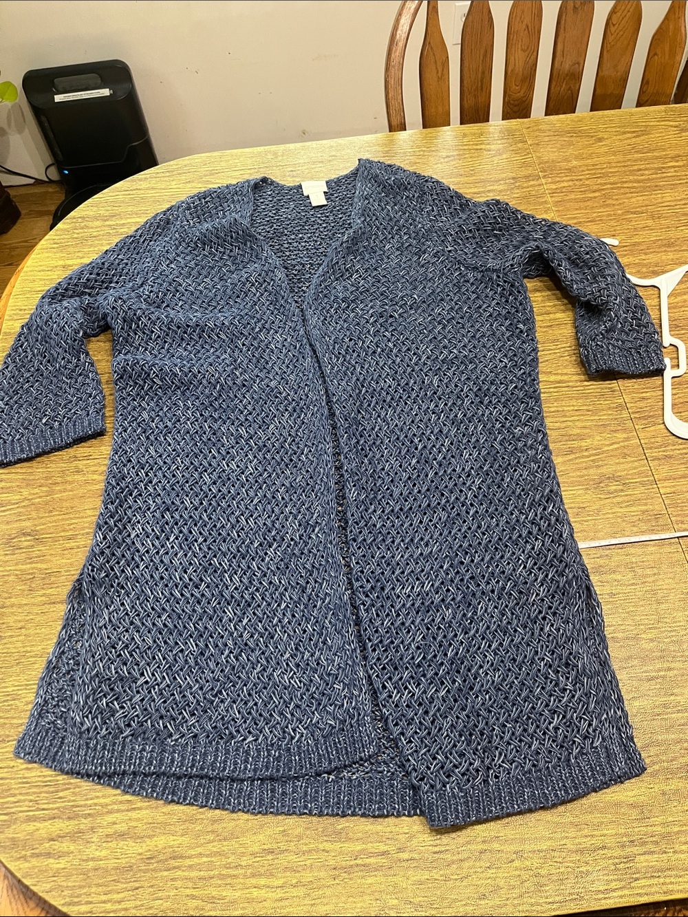 Chico's Dark Navy Open-Front Knit Cardigan
